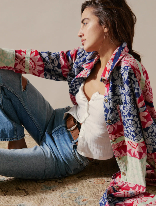 Streetwave Womens Cotton Pattern Shirt Breathable Comfort Colorful Floral Print For Everyday Style