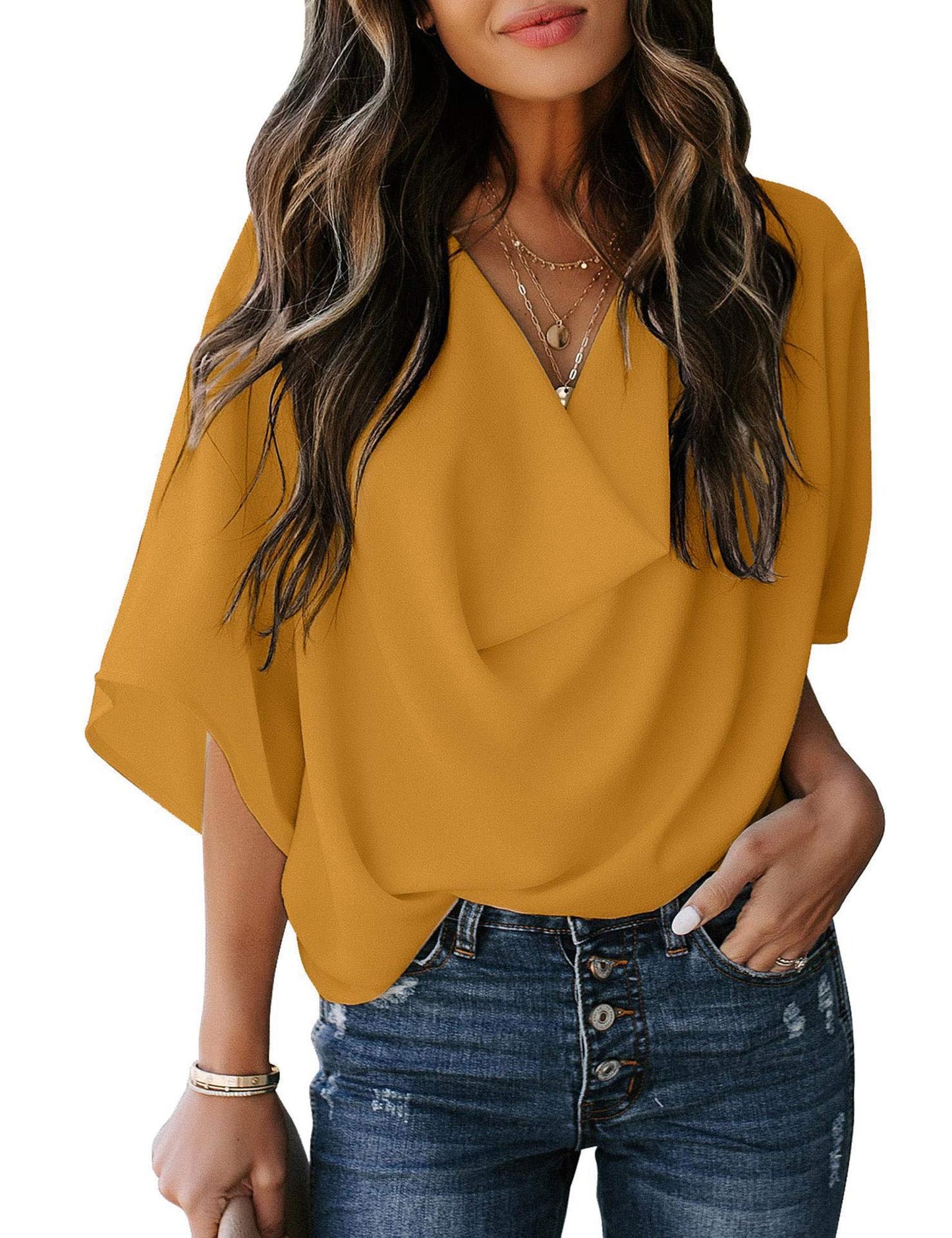 Wrap Blouse For Women Elegant Casual Fit Street Wave Versatile Office Ready Outfit