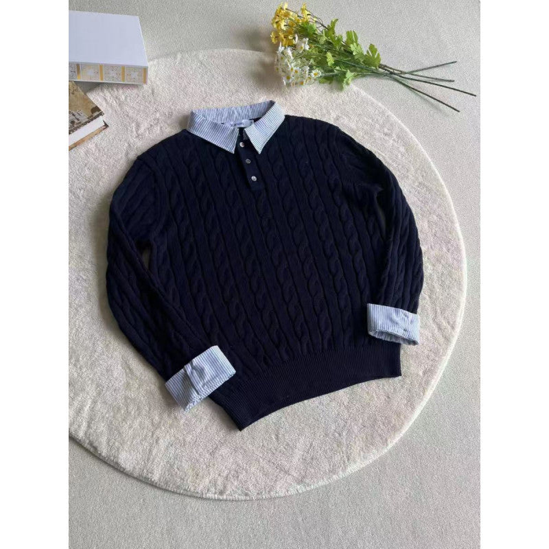 Street-Wave Women's Cable Knit Sweater With Fitted Collar Premium Cotton Comfort And Style