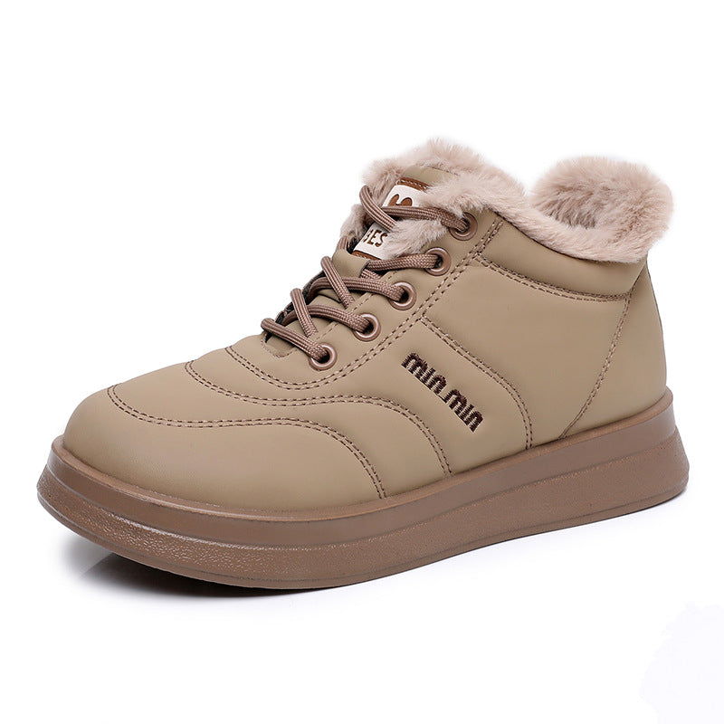 Street-Wave Women Warm High-Top Sneakers With Cozy Fleece Lining And Anti-Slip Sole