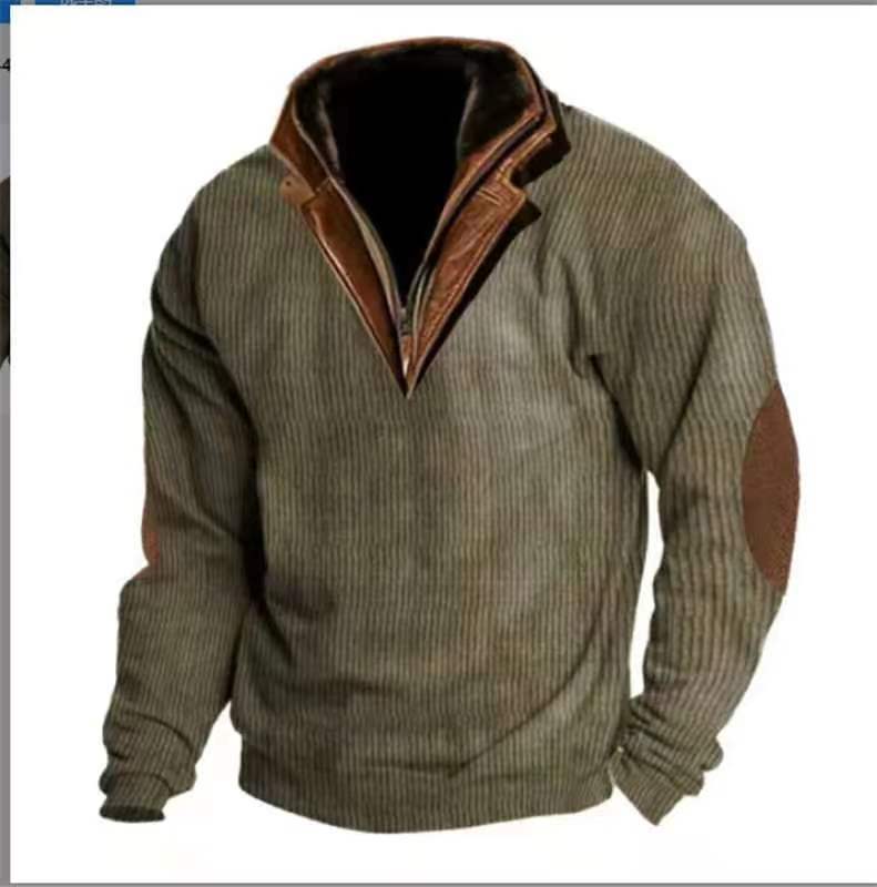 Street-Wave Men's Knit Sweater With High Collar Details For Fashion-Forward Men Everywhere