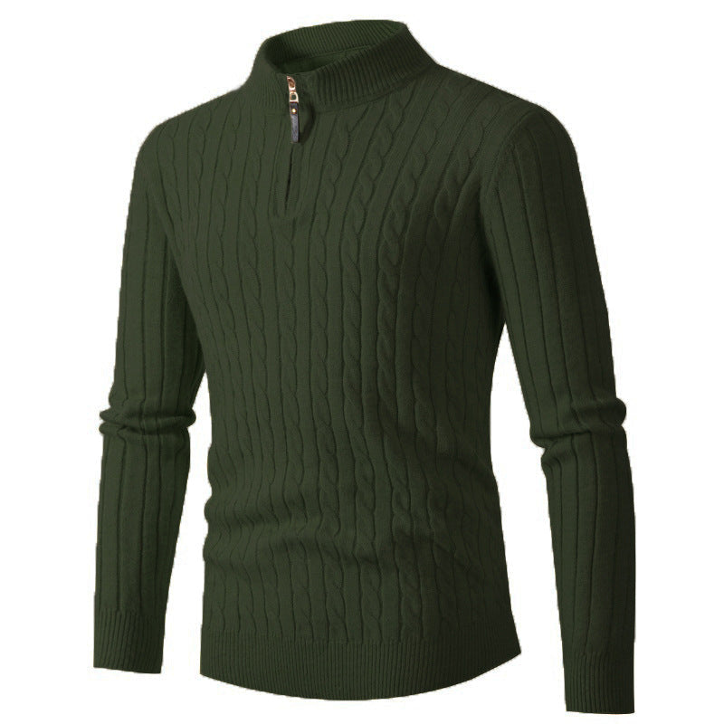 Street-Wave Men's Zip Cable Knit Sweater With Modern Zipper For Everyday Comfort