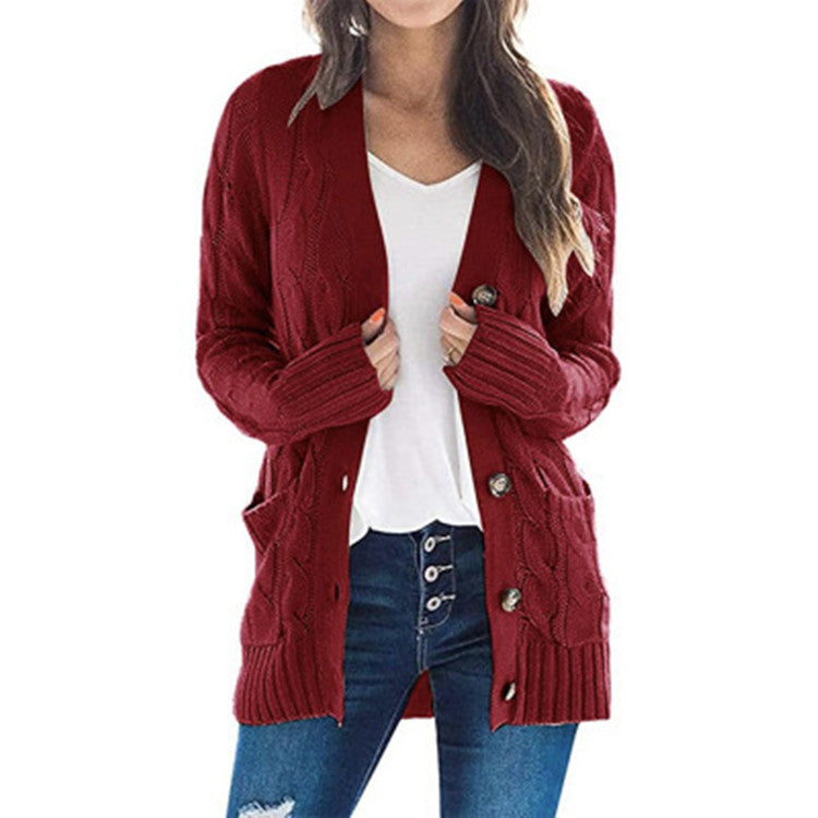 Streetwave Women's Chunky Knit Cardigan With Cable Pattern And Pockets Cozy Everyday Essential