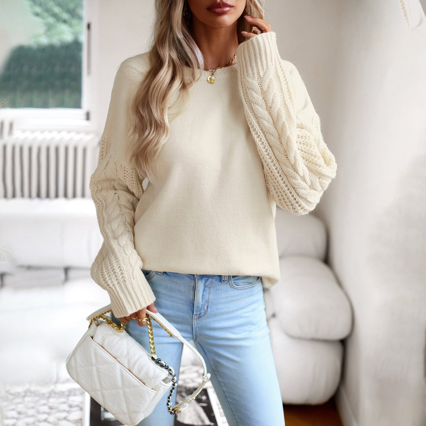Street-Wave Women Cable Knit Pullover For Cozy Winter Warmth And Elegant Everyday Wardrobe