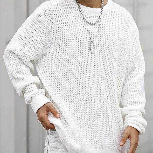 Mens Cozy Knit Sweater With Waffle Pattern By Streetwave For Everyday Menswear Casual Comfort