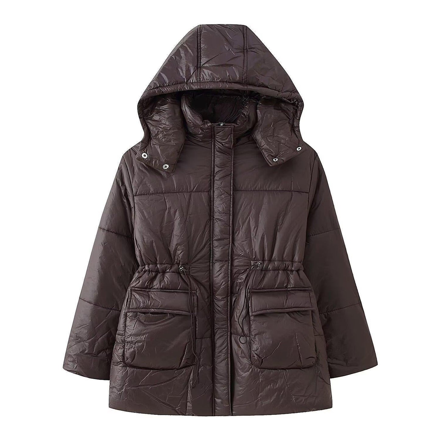 Street-Wave Womens Quilted Hooded Jacket With Practical Pockets For All Day Comfort In Cool Weather