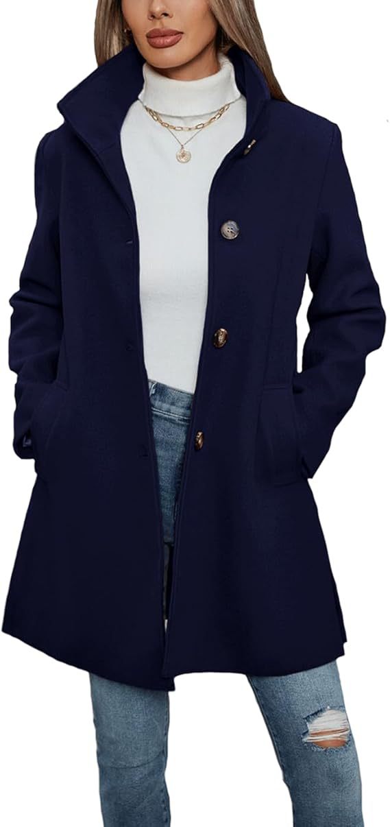 Street-Wave Womens Wool Coat With High Collar And Practical Pockets Designed For Women