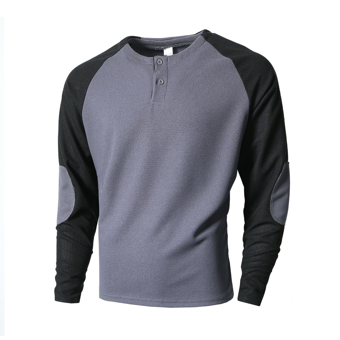 Street-Wave Mens Henley Long Sleeve Shirt With Textured Sleeves Breathable Cotton All Day Comfort Casual Everyday Wear