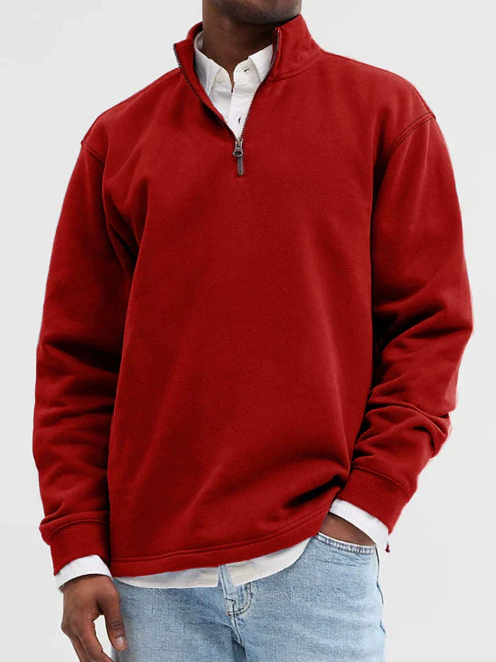 Street-Wave Mens Cotton Blend Sweatshirt Stand Collar Zip