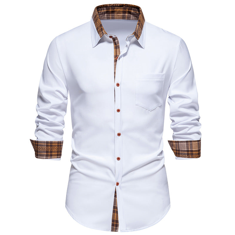Street-wave Men's Plaid Collar Shirt With Chest Pocket For Formal Or Casual Wear Breathable Comfort