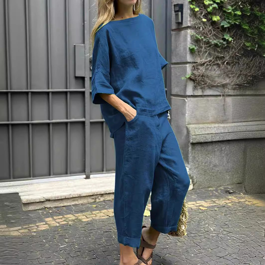 Brooke Loose Summer Two Piece Set Streetwave For Women Breezy Cotton Linen Outfit For Beach And Garden Parties
