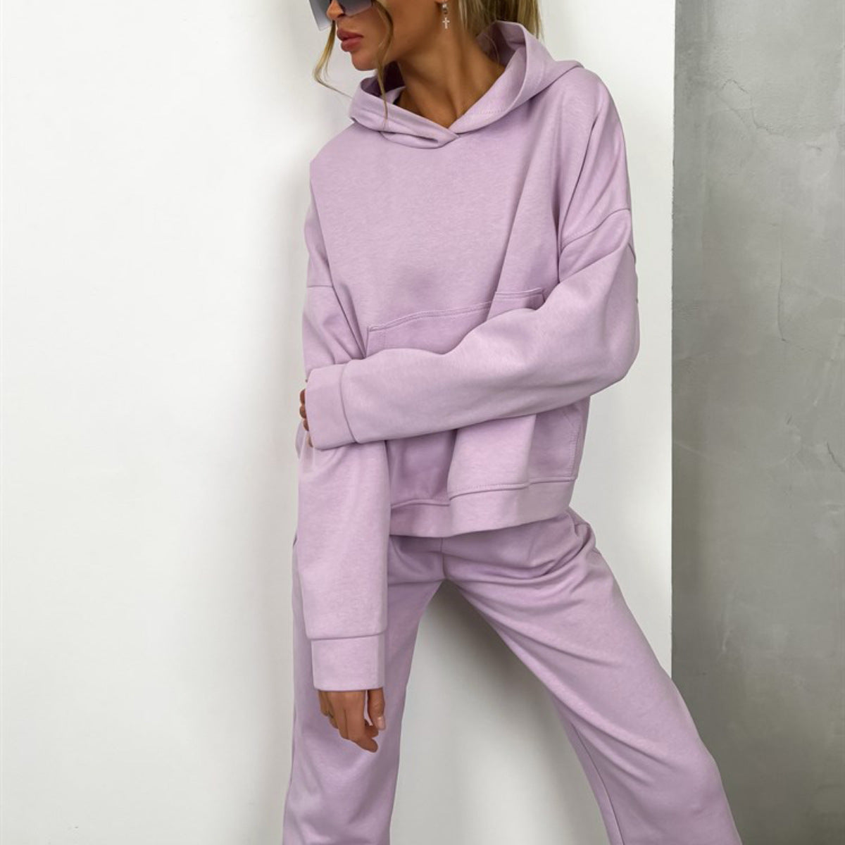 Street Wave Women Cozy Hoodie Tracksuit Set With Elastic Cuffs For All Day Comfort