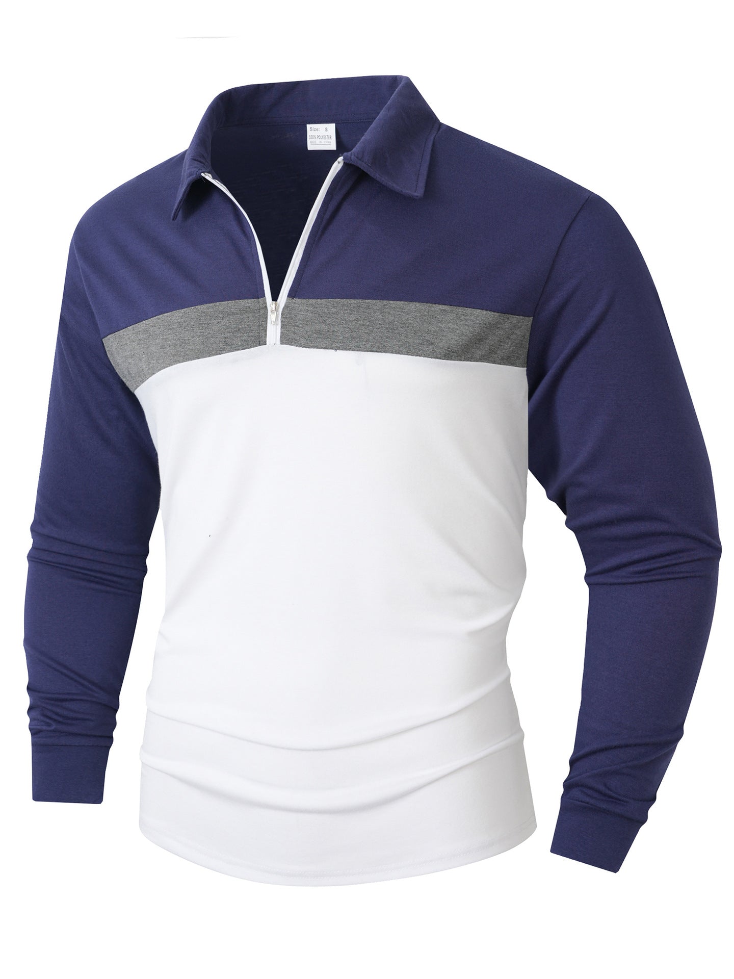 Mens Sporty Zip Long Sleeve Shirt Street-wave Breathable Moisture-Wicking Athletic Top for Active Men