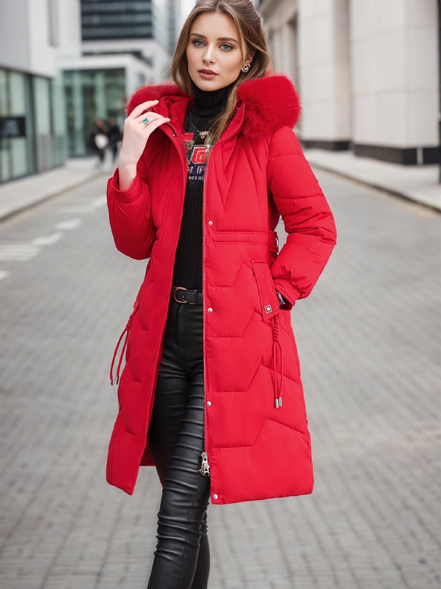 Streetwave Womens Elegant Insulated Winter Coat With Removable Faux Fur Collar For Cold Weather