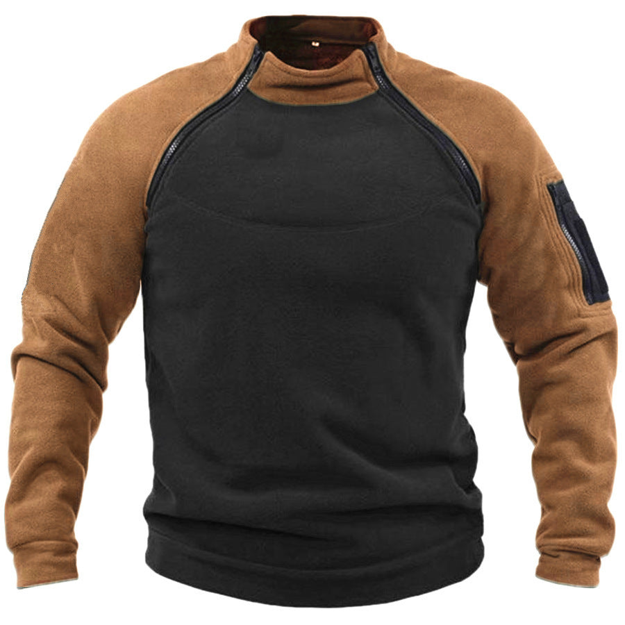 Street-wave Men's Functional Fleece Pullover With High Collar For Warmth And Comfort