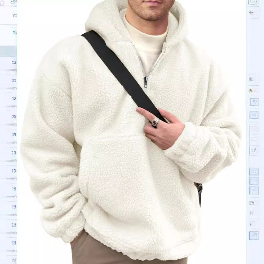 Street Wave Men's Cozy Fleece Pullover With Half Zip Superior Warmth Soft Plush Exterior For Everyday Casual Wear