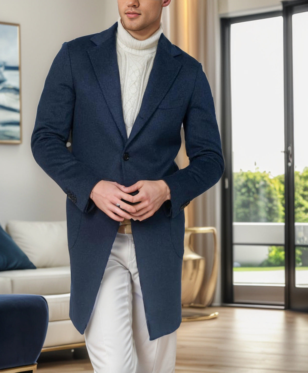Street-wave Men's Elegant Wool Coat With Slim Silhouette And Tailored Fit For Winter