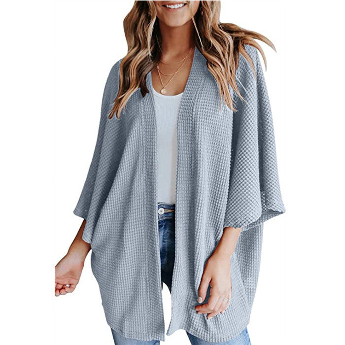 Street-Wave Women's Waffle Knit Cardigan Cozy Versatile Everyday Layer Perfect for Casual Wear