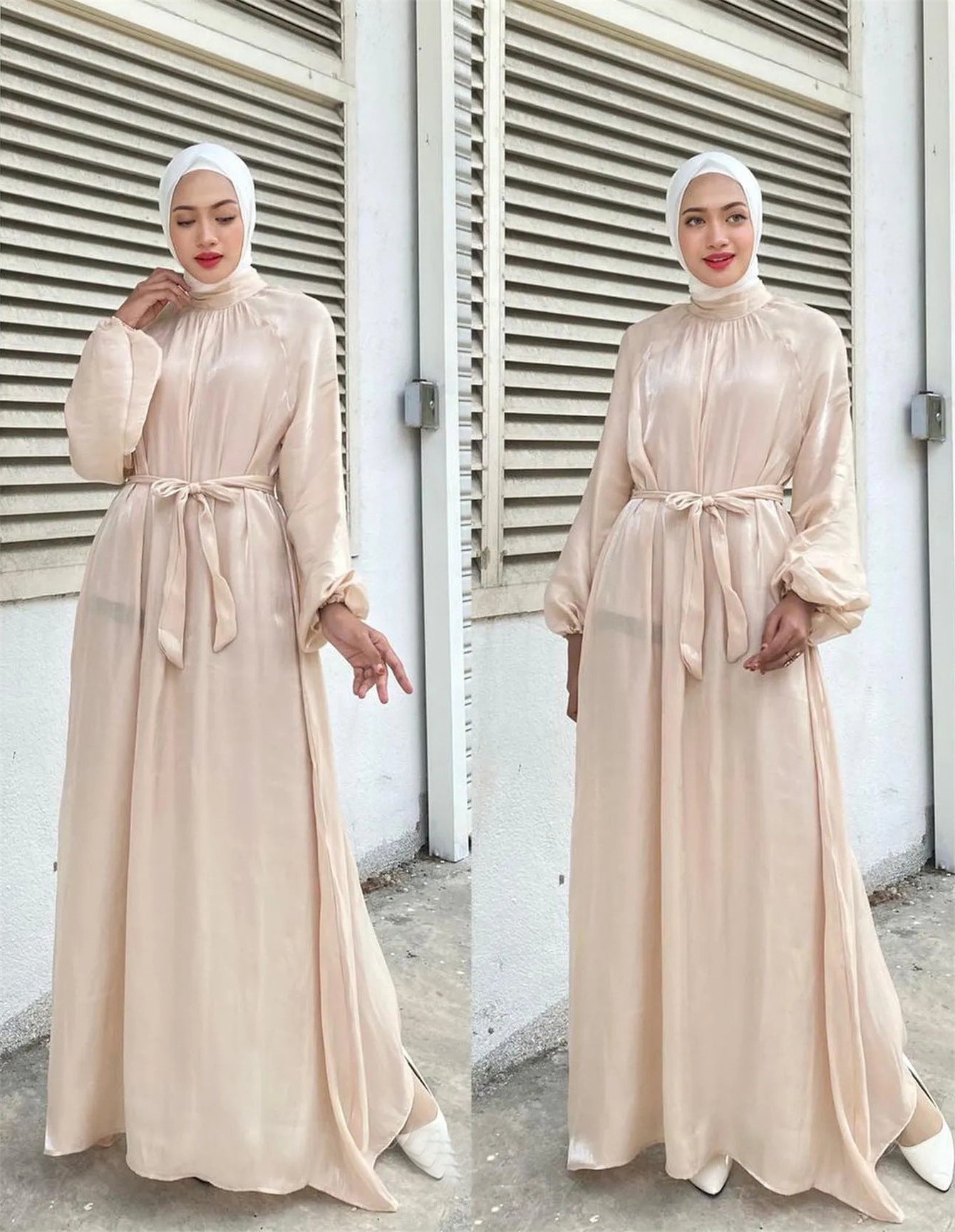 Street Wave Women Elegant Long Sleeve Dress With Waist Belt Flattering Flowing Silhouette
