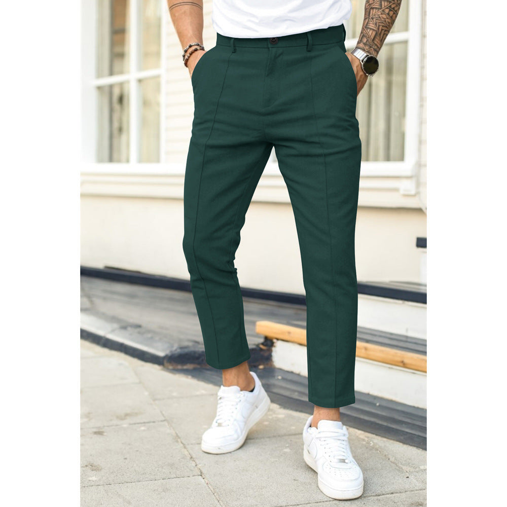 Nordic Flair Men's Slim Fit Ankle Trousers With Double Pleats