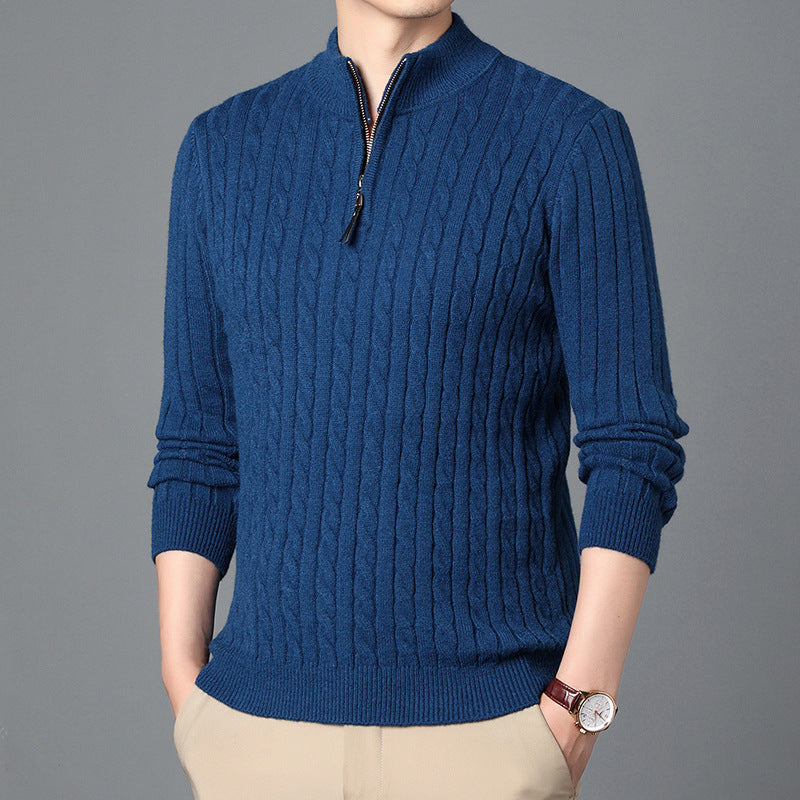 Streetwave Mens Premium Knit Sweater With Zip Front And Cable Detail Texture For Everyday Casual