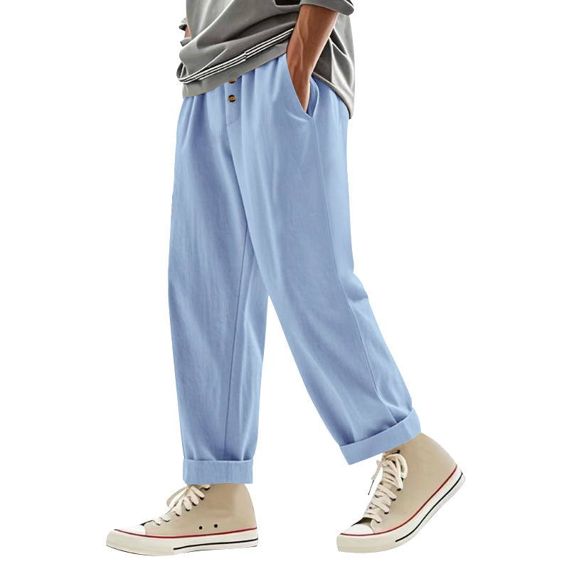 Men's Casual Pants Deep Pockets Elastic Waist Street Wave