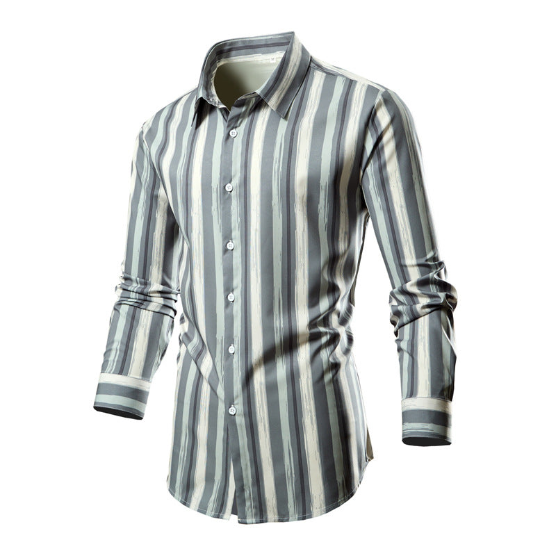 Street Wave Men's Long Sleeve Striped Shirt Modern Fit Premium Quality For Style Conscious Men