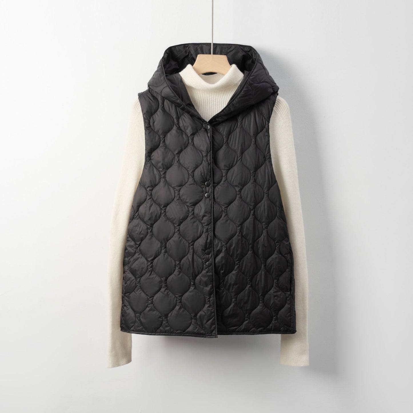 Street-wave Women's Quilted Vest With Hidden Hood And Soft Inner Lining For Chic Layering And All Day Warmth