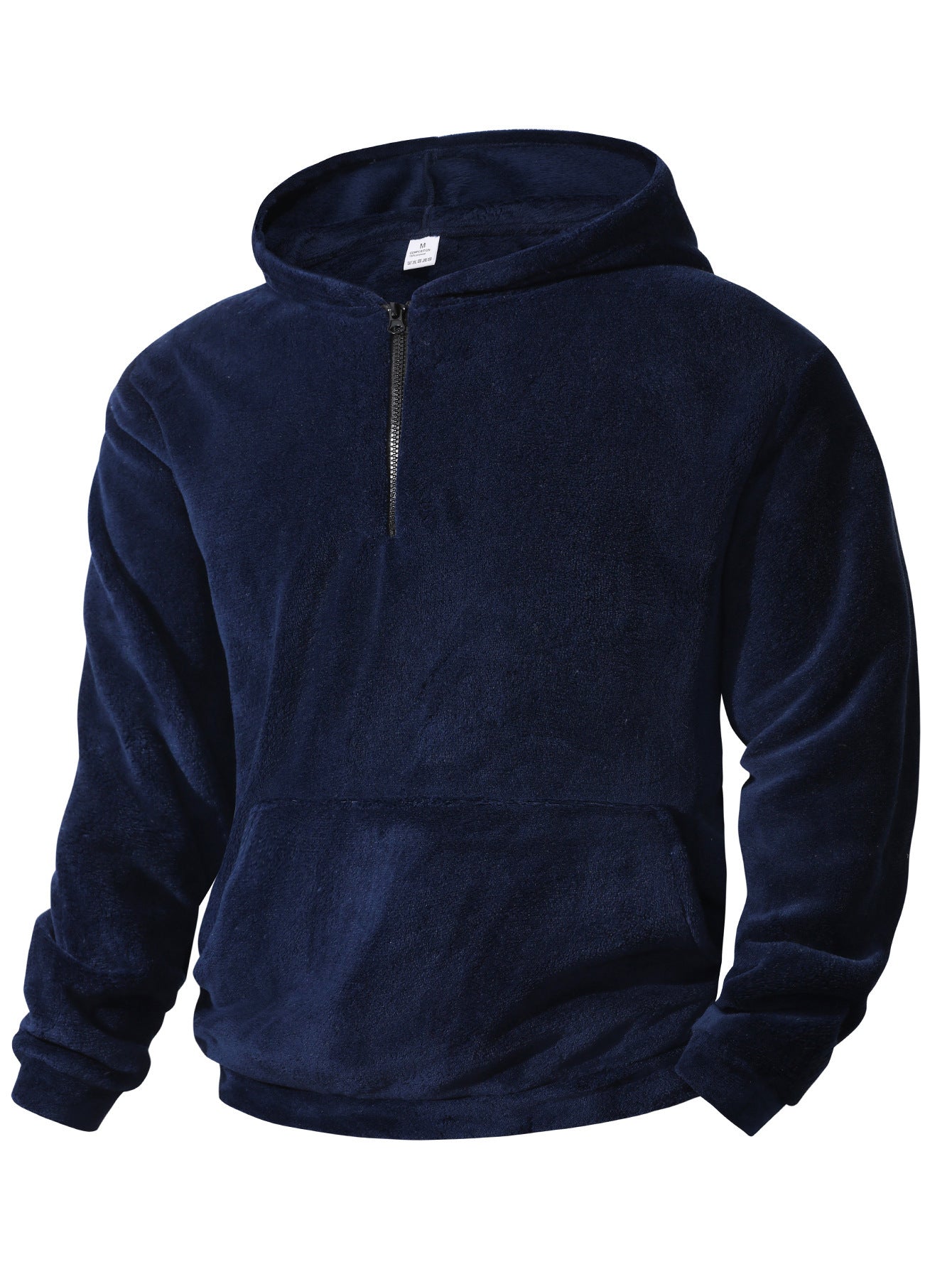 Mens Fleece Hoodie With Innovative Half Zip Street-Wave Cozy Warm Everyday Essential