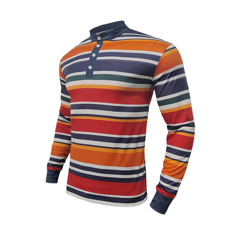 Streetwave Men's Long Sleeve Shirt With Striped Pattern And Sporty Collar Breathable For Casual Style