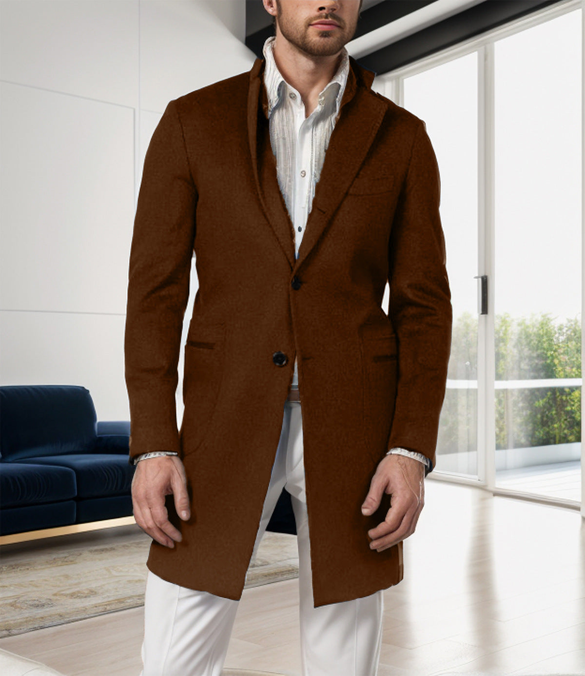 Street-wave Men's Elegant Wool Coat With Slim Silhouette And Tailored Fit For Winter