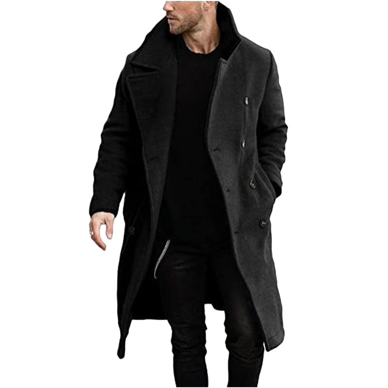 Streetwave Mens Trendy Wool Coat With Textured Surface And Practical Pockets For Urban Fashion