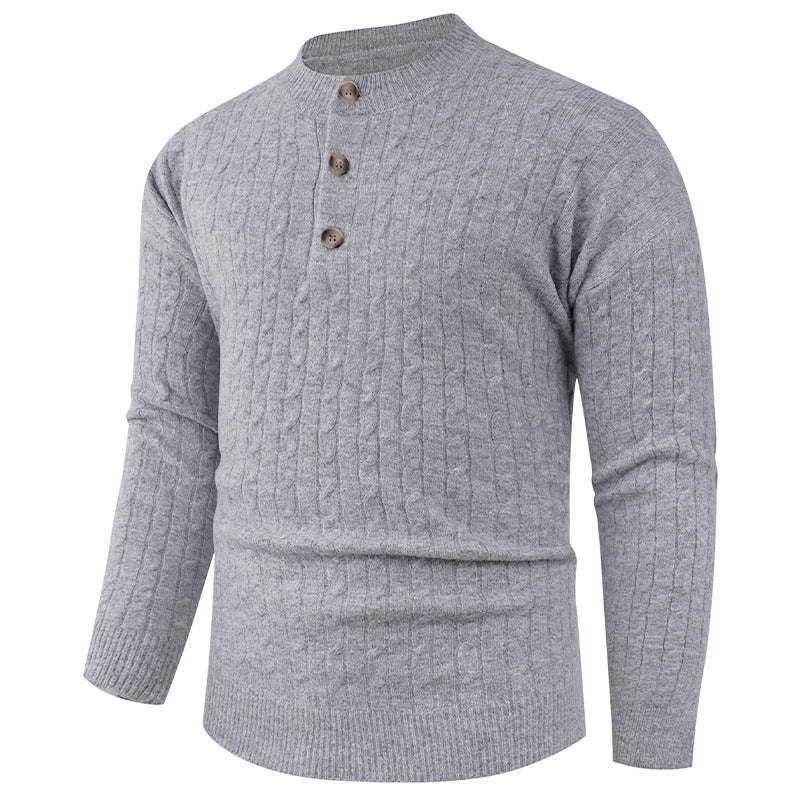 Street-Wave Men's Cable Knit Sweater With Shawl Collar And Button Details For Soft Comfort And Modern Style