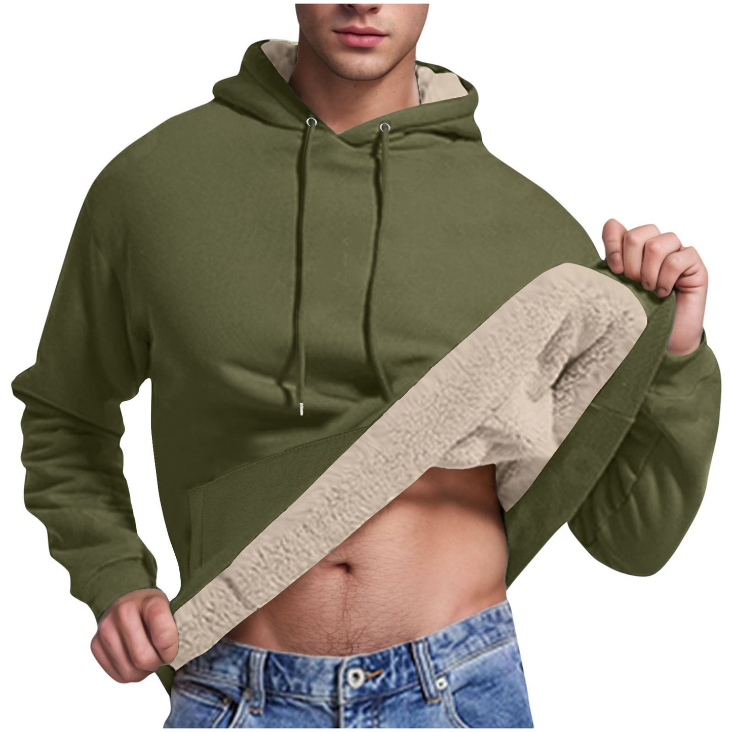 Street Wave Mens Fleece Hoodie With Cozy Sherpa Lining For Cold Weather Comfort All Day Warmth