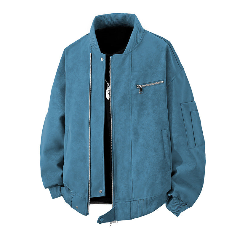 Street-wave Men's Bomber Jacket Vintage Look With Practical Zipper And Stylish Details