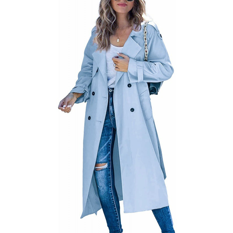 Street Wave Oversized Trench Coat For Women Chic Versatile Style With Elegant Details