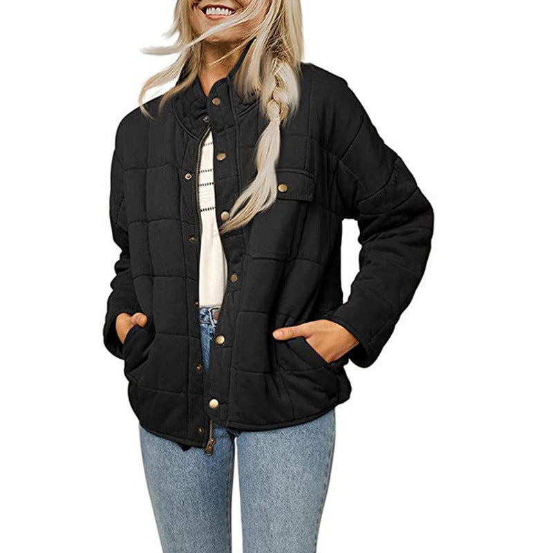 Womens Quilted Jacket Streetwave With Decorative Button Warm Cozy Outerwear For Everyday Comfort