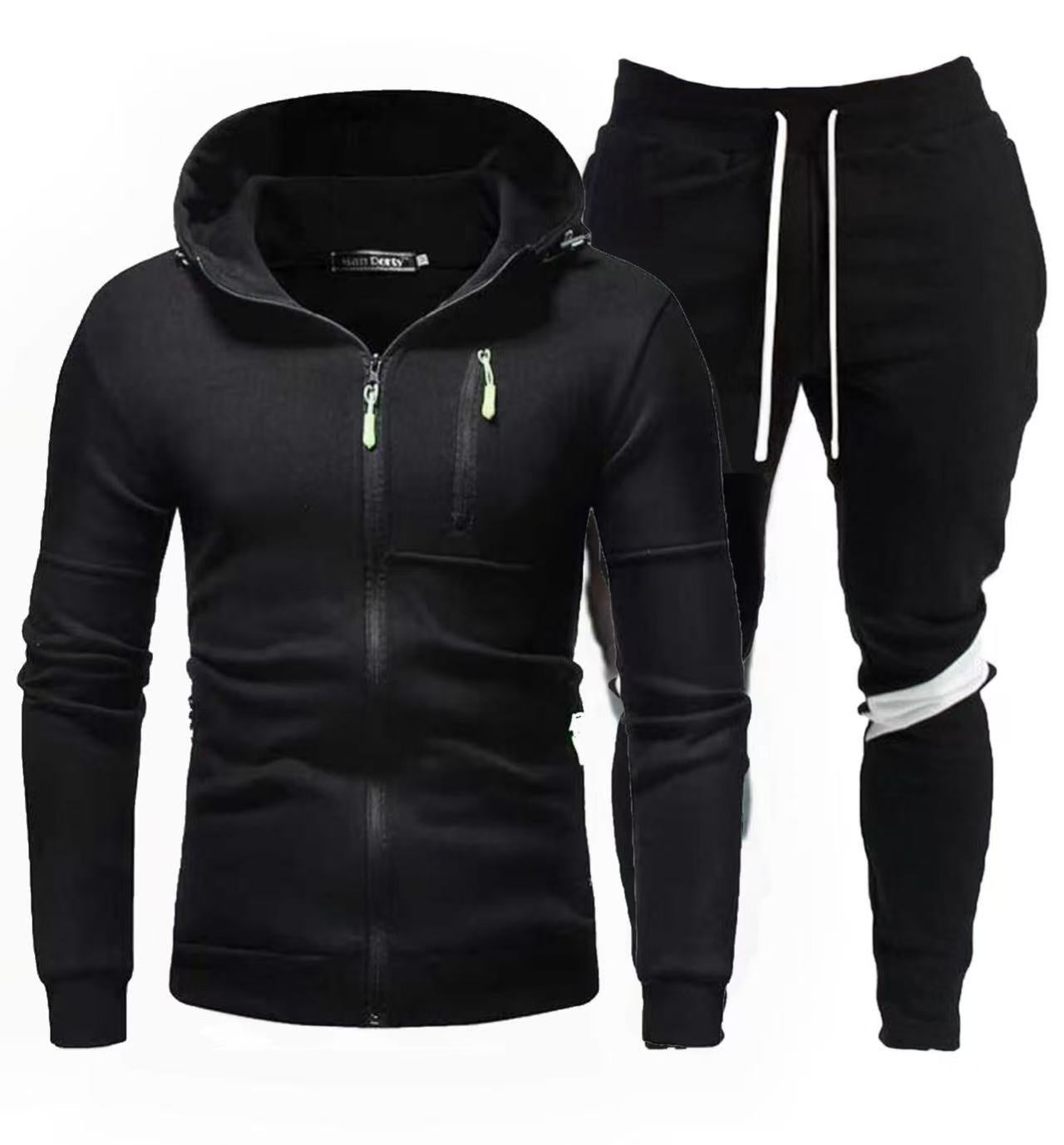 Street-Wave Men's Sporty Hoodie Jacket With Zipper And Jogging Pants Set For Active Living