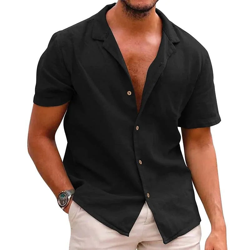 Linen Short Sleeve Shirt For Men By Street-Wave Lightweight Breathable Summer Essential