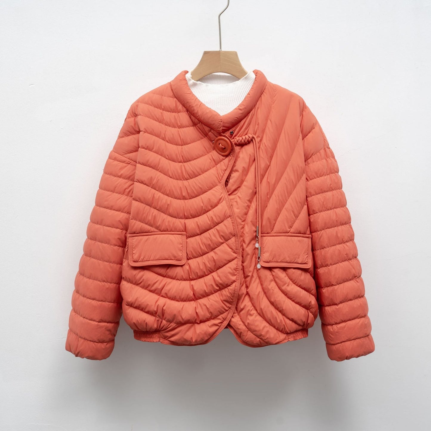 Street-wave Women Quilted Puffer Jacket With Chic Asymmetric Design And Practical Pockets