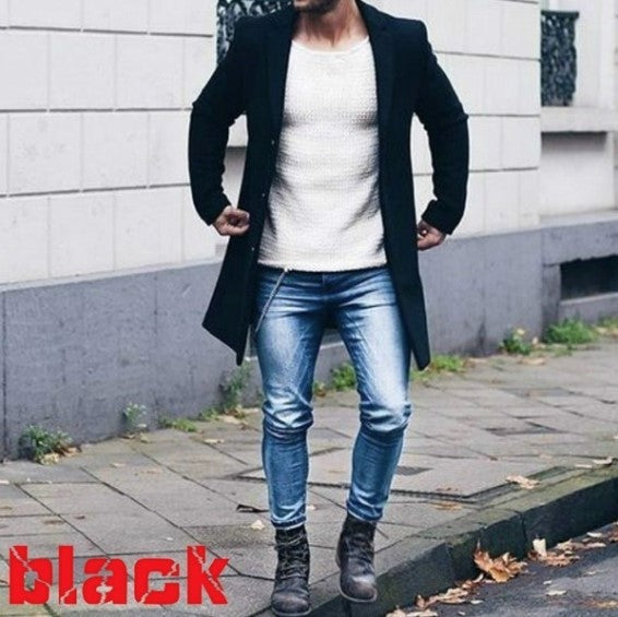 Street-Wave Men's Elegant Long Coat Premium Material Versatile Casual Outerwear for Modern Men