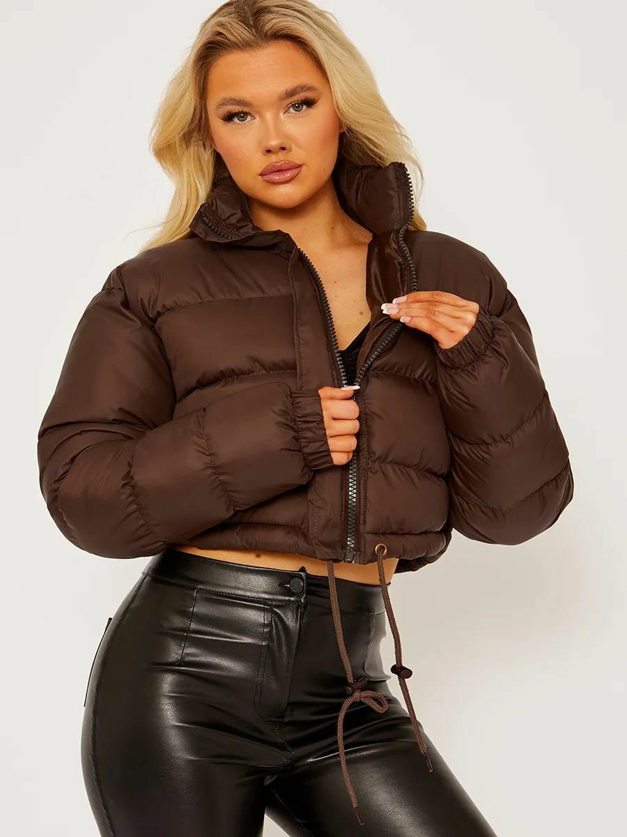 Street Wave Women's Cropped Puffer Jacket With Premium Warmth Insulation For Chic Cold Weather