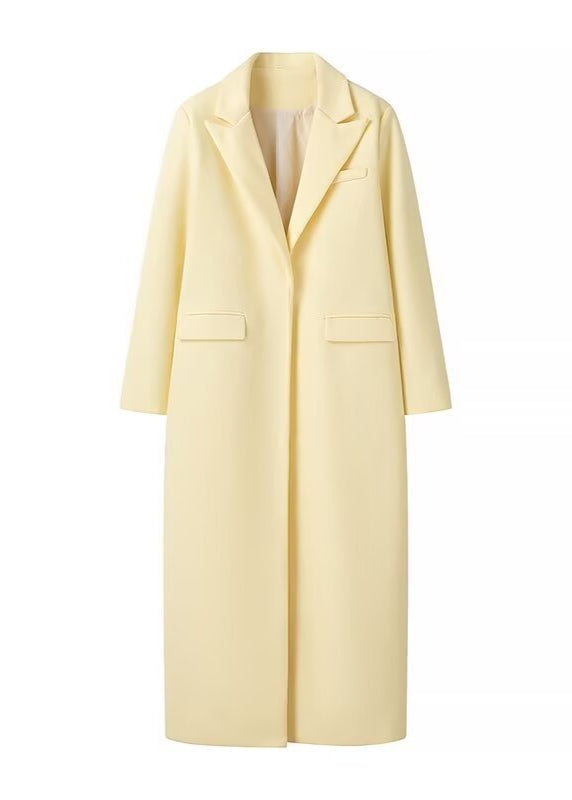 Street Wave Luxurious Long Wool Coat For Women With Tailored Silhouette And Elegant Lapel