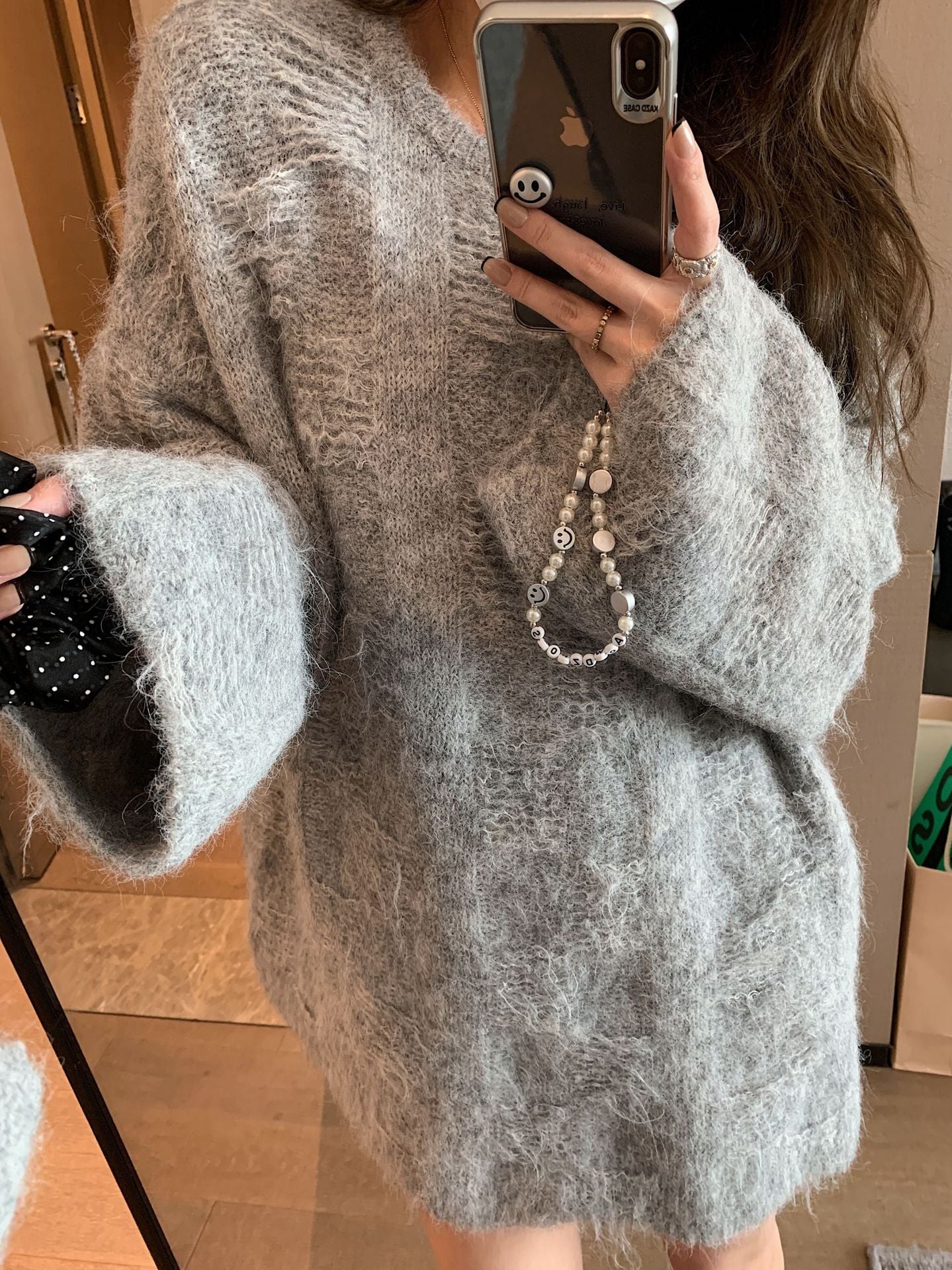Street-wave Women Oversized Knit Sweater Soft Fluffy Cozy Knit Top for Trendy Casual Wear