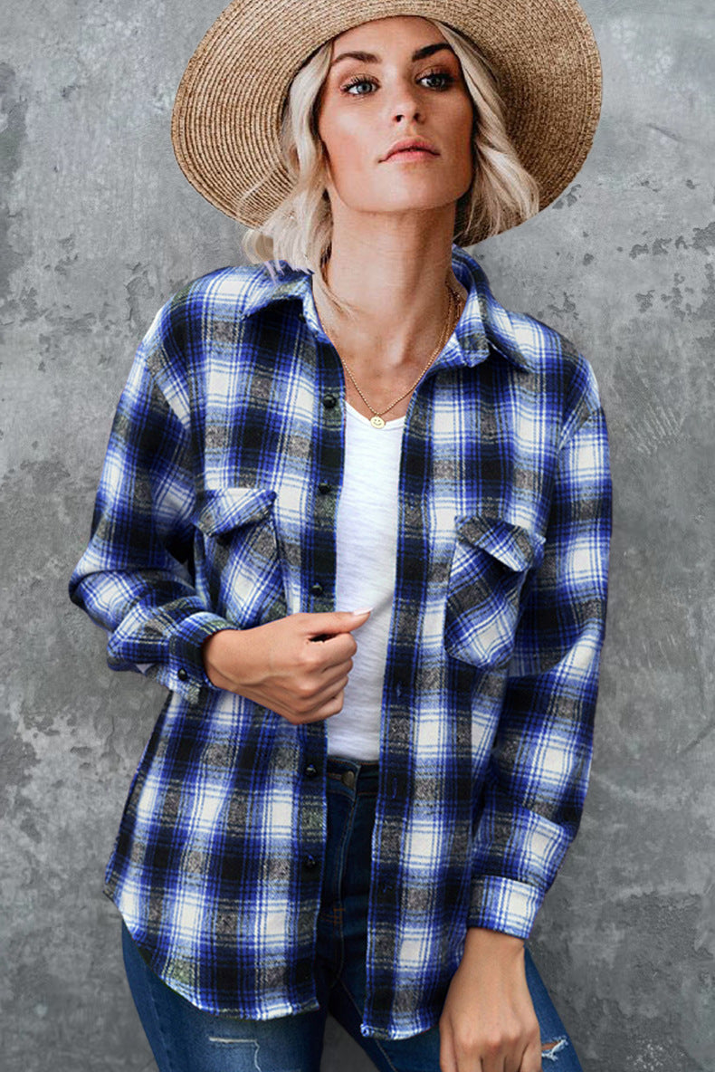 Street-wave Womens Flannel Shirt Cozy Soft Cotton Plaid All Season Casual Everyday Wear