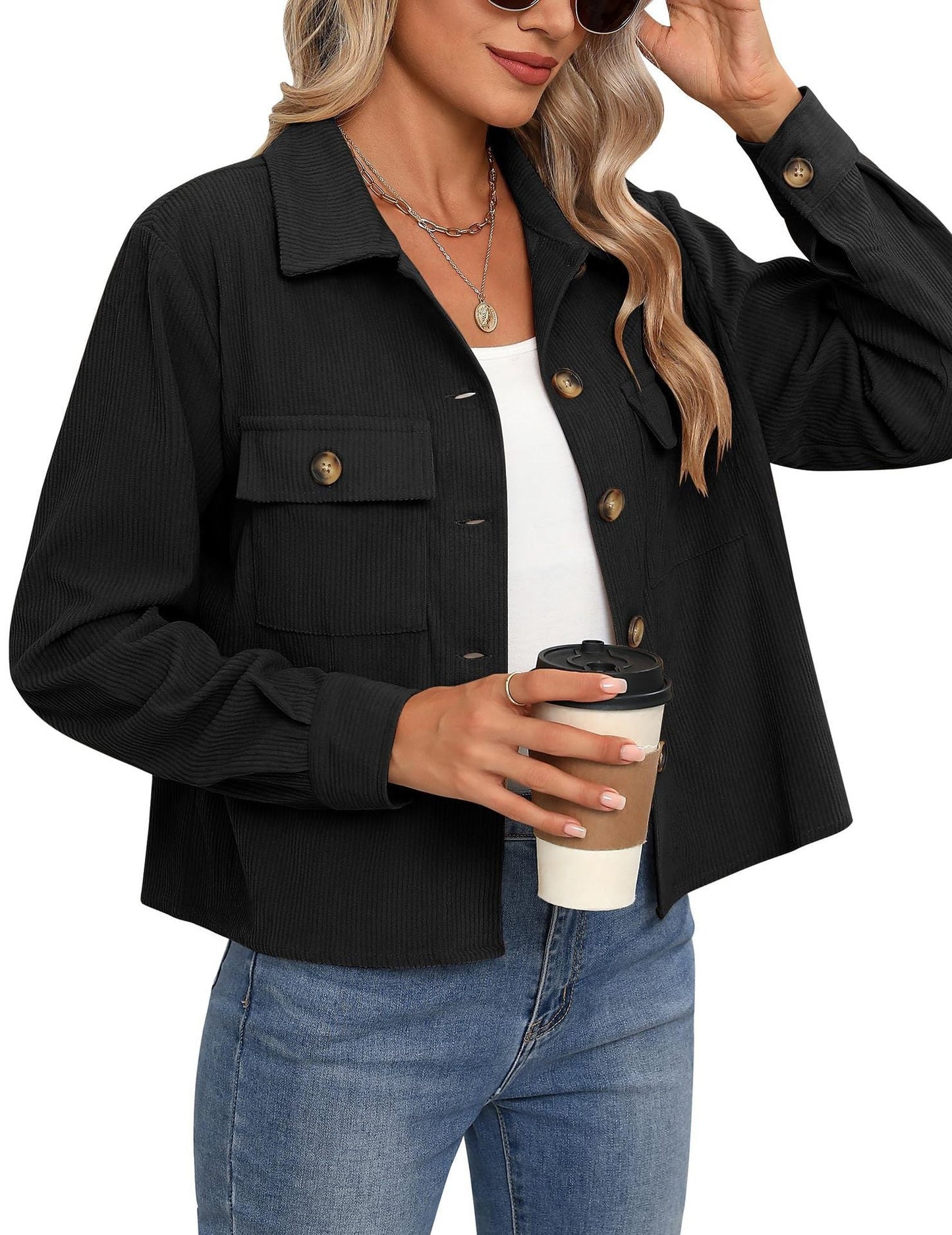 Streetwave Women Corduroy Jacket With Two Chest Pockets Chic Cozy Everyday Essential