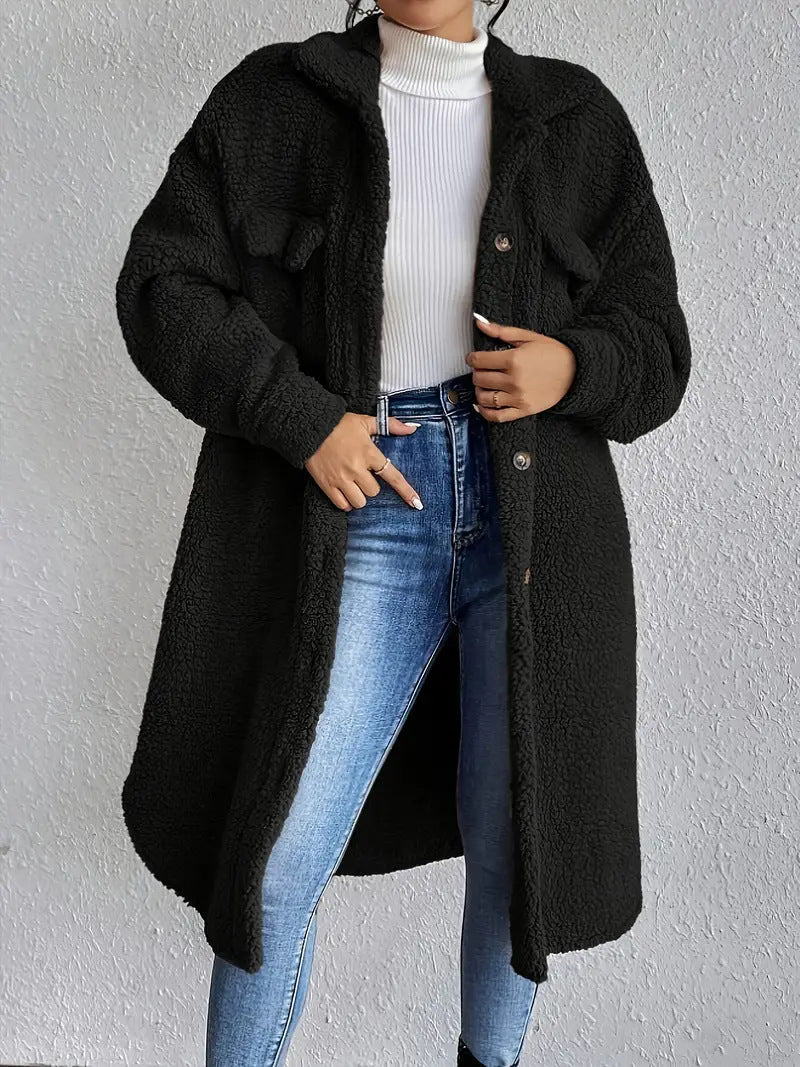 Street Wave Soft Plush Teddy Coat For Women Longline Oversized Warmth And Cozy Comfort