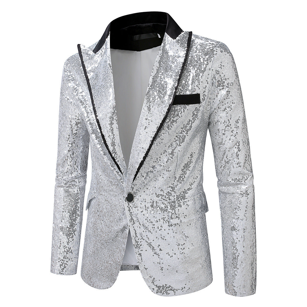 Streetwave Glittering Satin Sequin Smoking Blazer For Men Luxurious Evening Event Glam