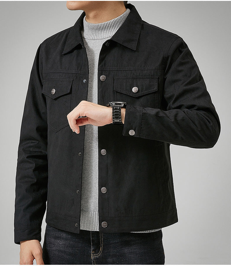 Men's Suede Style Jacket With Front Button Closure Chest Pocket Detail Relaxed Slim Fit Casual Outerwear