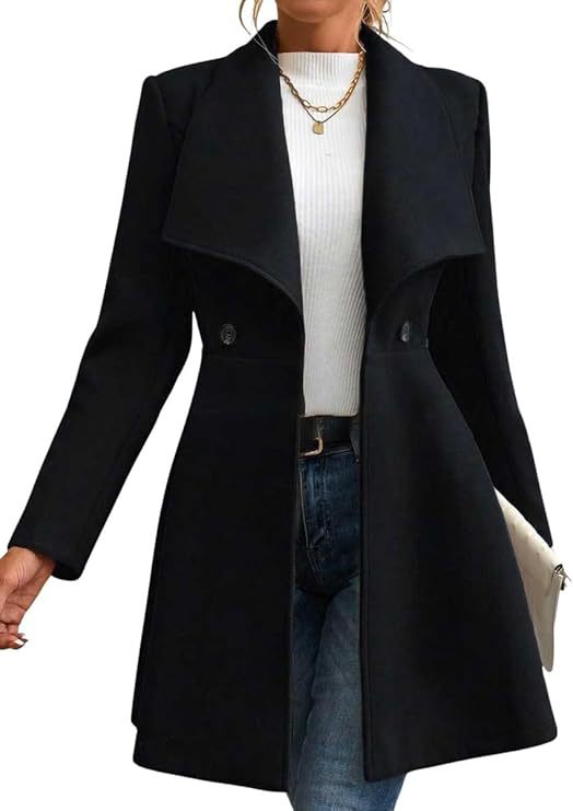 Street-wave Women's Transitional Coat With Wide Lapel And Double-Breasted Button Placket For Modern Wardrobe